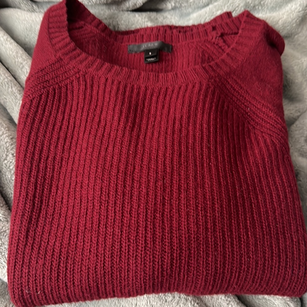 J. Crew Lambswool Leather Elbow Patch Sweater in Wine 04278